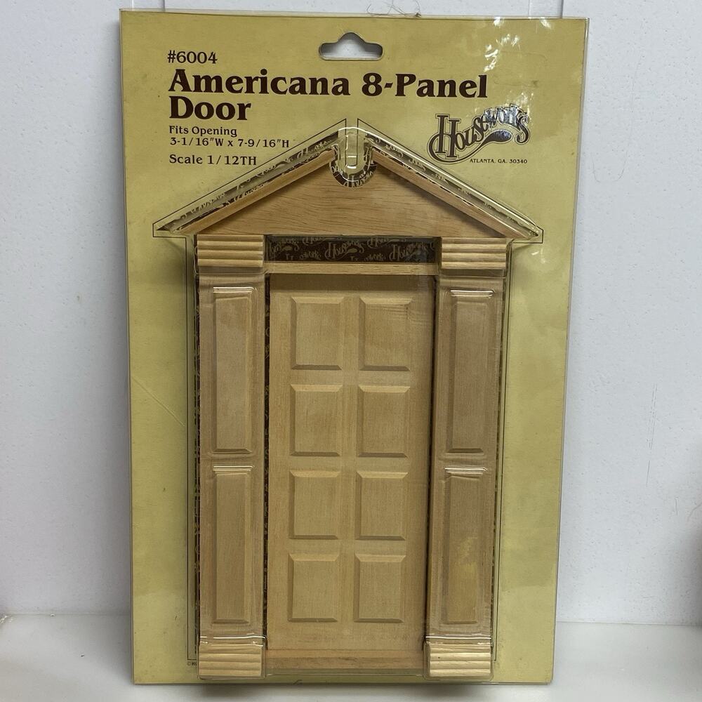 Houseworks Doll House Americana 8 Panel Wood Door #6004